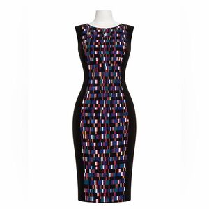 Calvin Klein Multicolor Slim-Illusion Midi Dress NWOT